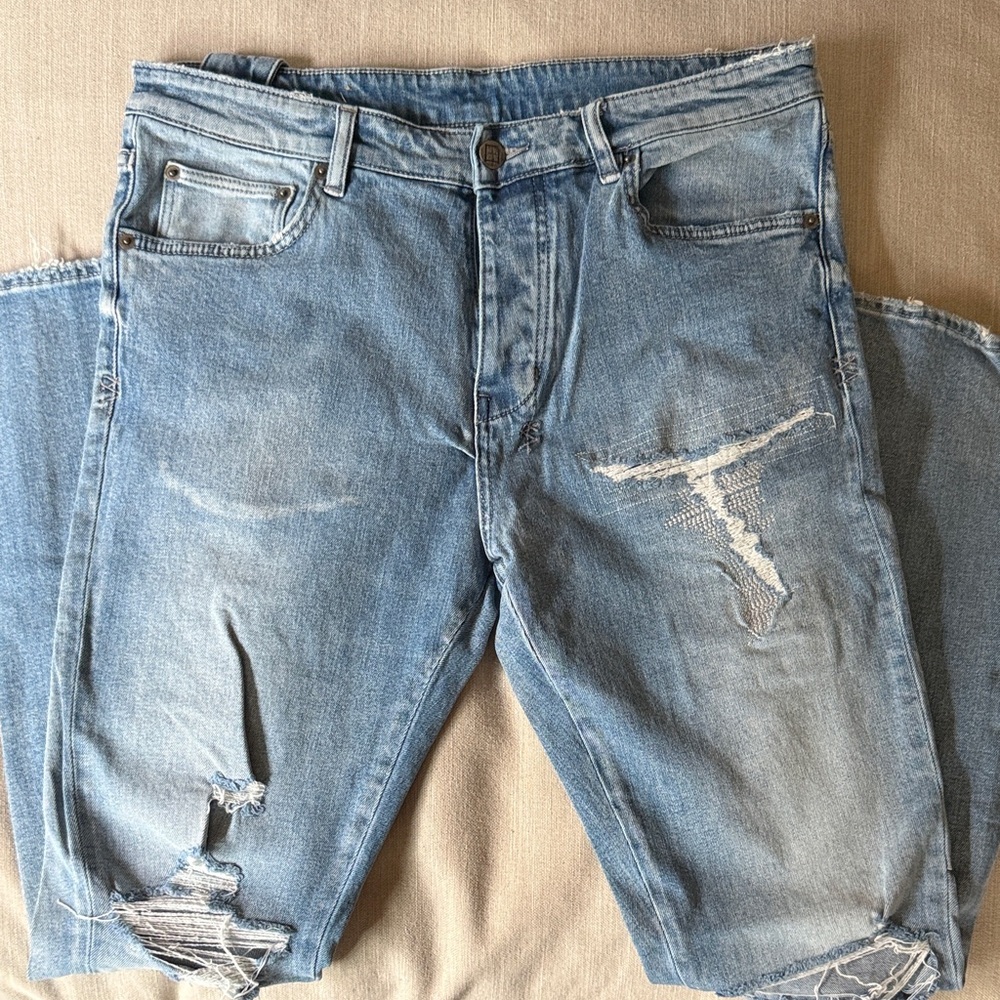 Ksubi Men's Light Blue Distressed Skinny Jeans